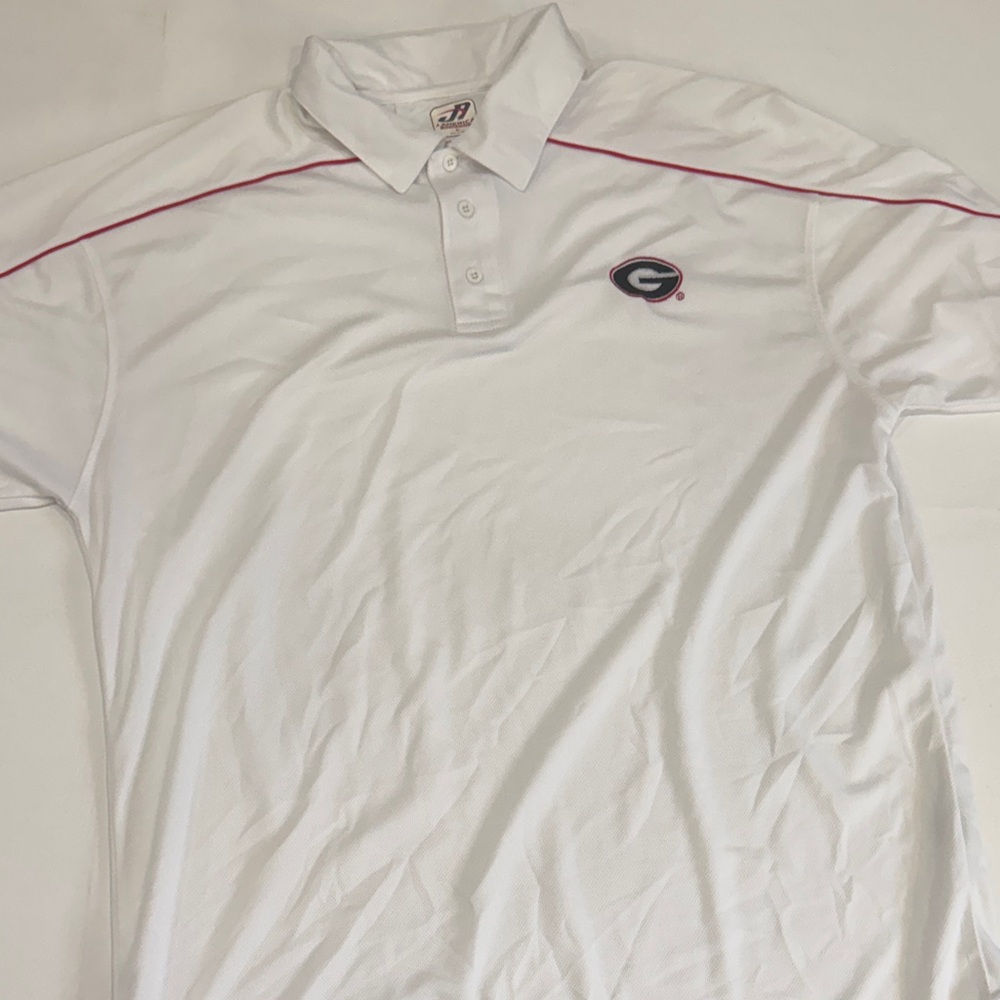 Georgia Bull Dogs J. America White Polo with Red Trim